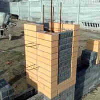 Забор с кирпичными столбами _2